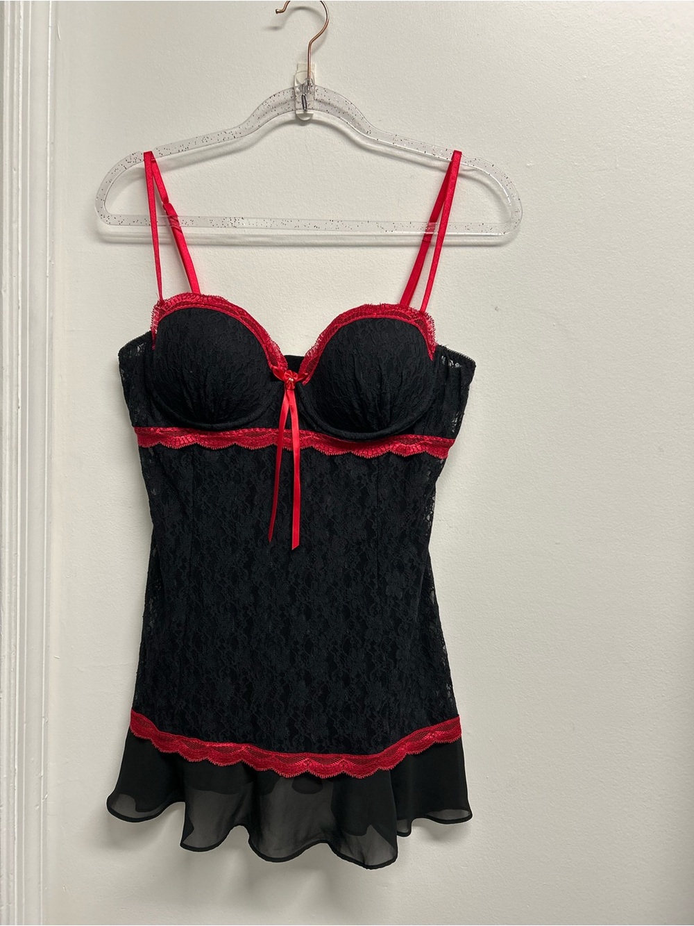 Black & Red Lace Chemise - Women Intimates